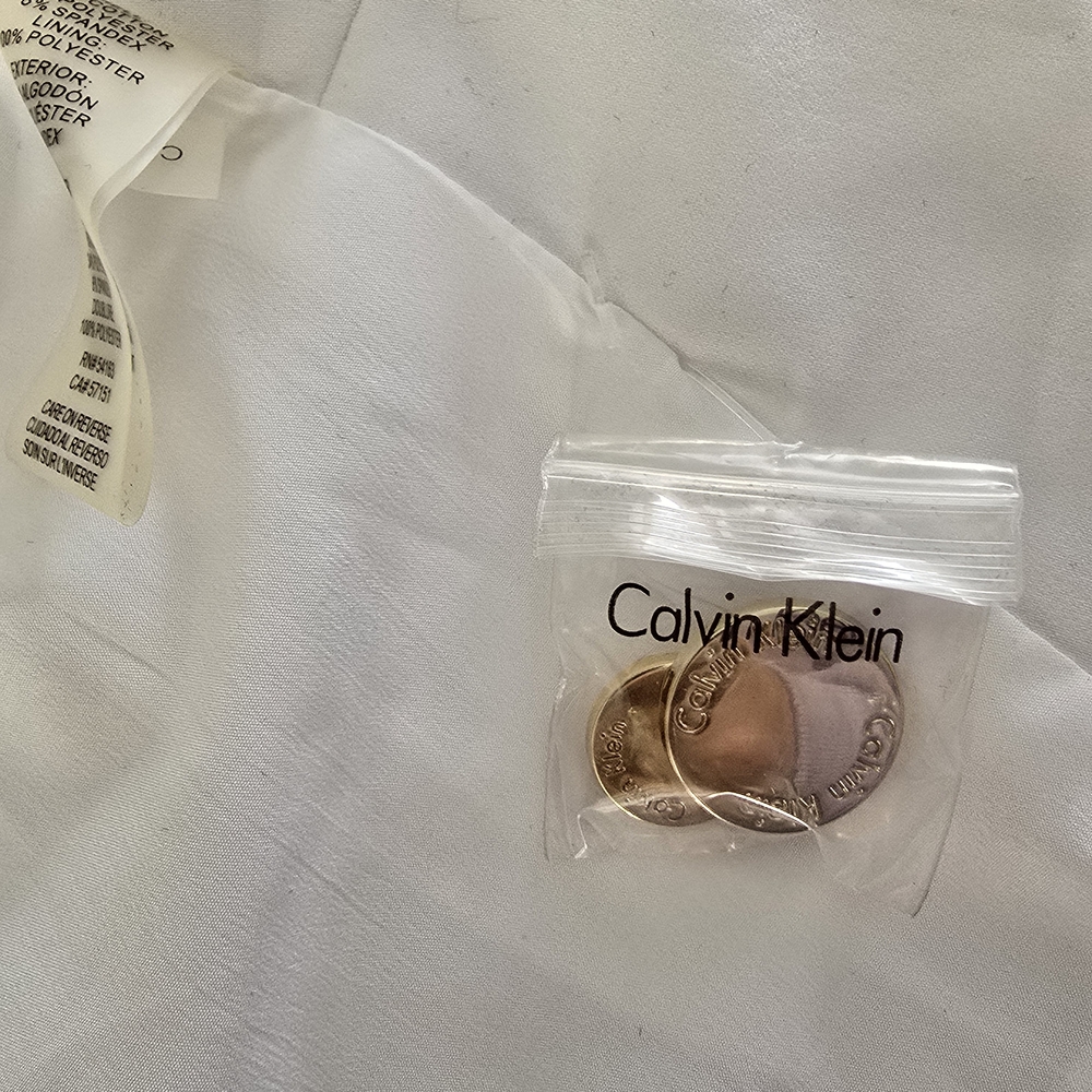 Calvin Klein White Blazer with Gold Details Office Business Workwear Size 14P - Picture 8 of 10